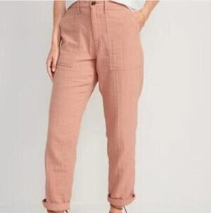 Old Navy High Waisted Slouchy Cropped Tapered Workwear Pant Size 6 Pink
